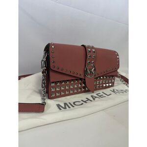 Michael Kors Greenwich Medium Studded Saffiano Leather Convertible Shoulder Bag